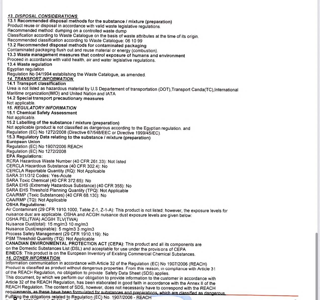 Scheda di Sicurezza - Pagina 6